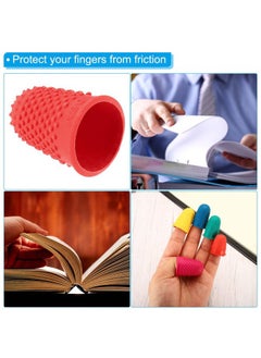 PATIKIL 0.71x1.1 Inch Rubber Finger Tips, 10 Pack Silicone Thumb Fingertip Protector Covers Guard Pads Thimble Grips for Office Counting Sewing, Red Small Size  - Image 5