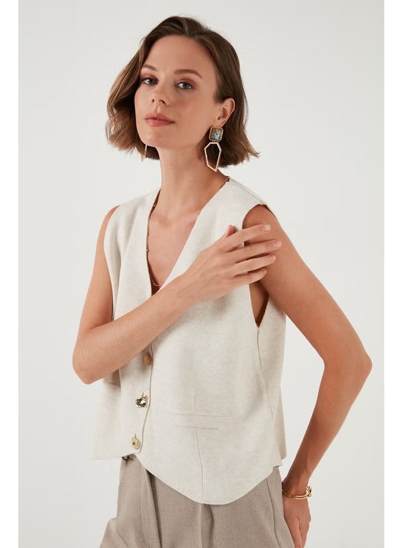 Lela V Neck Buttoned Knitted Vest Women's Vest 4616177 - Image 2