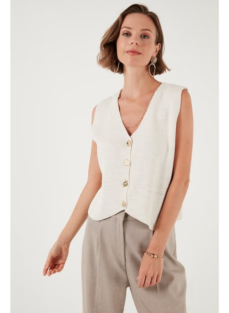 Lela V Neck Buttoned Knitted Vest Women's Vest 4616177 - Image 4