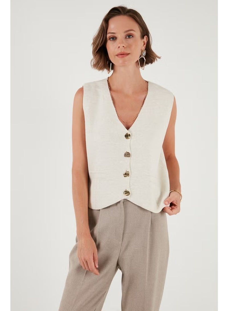 Lela V Neck Buttoned Knitted Vest Women's Vest 4616177 - Image 1