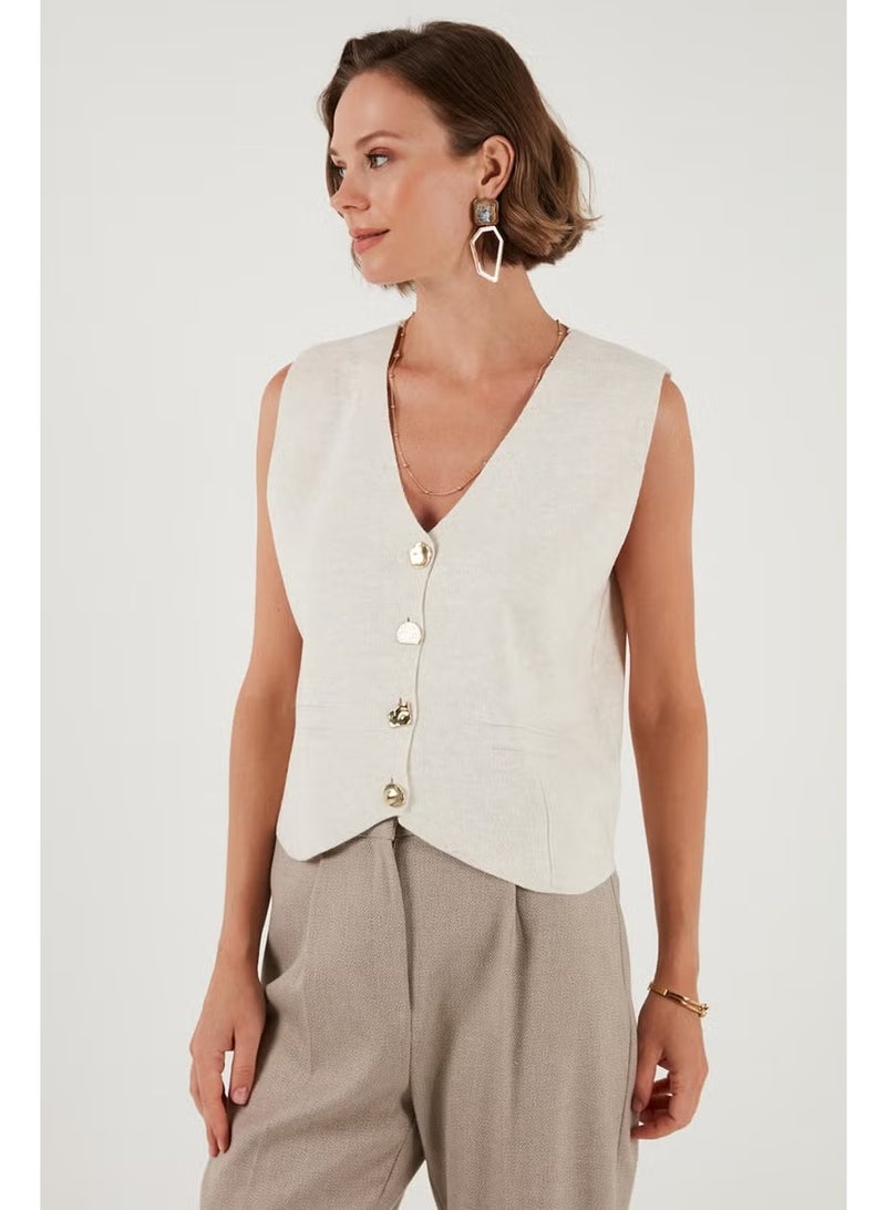 Lela V Neck Buttoned Knitted Vest Women's Vest 4616177 - Image 3