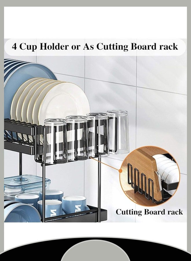 Comysubao Dish Storage Rack Multifunctional Kitchen Rack Storage Cups And Cutting Boards Small Household Dish Drain Rack Telescopic Drain Dish Storage Box Cupboard - Image 4