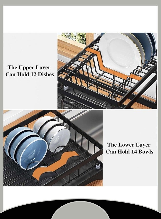 Comysubao Dish Storage Rack Multifunctional Kitchen Rack Storage Cups And Cutting Boards Small Household Dish Drain Rack Telescopic Drain Dish Storage Box Cupboard - Image 3