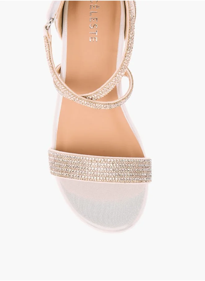 Celeste Girl's Embellished Sandals with Hook and Loop Closure Ramadan Collection