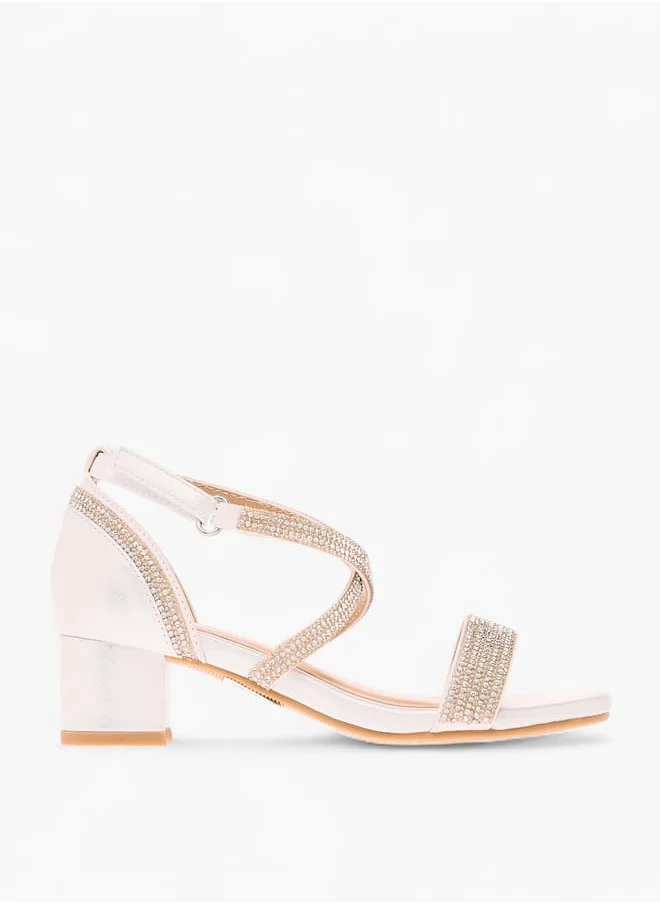 Celeste Girl's Embellished Sandals with Hook and Loop Closure Ramadan Collection