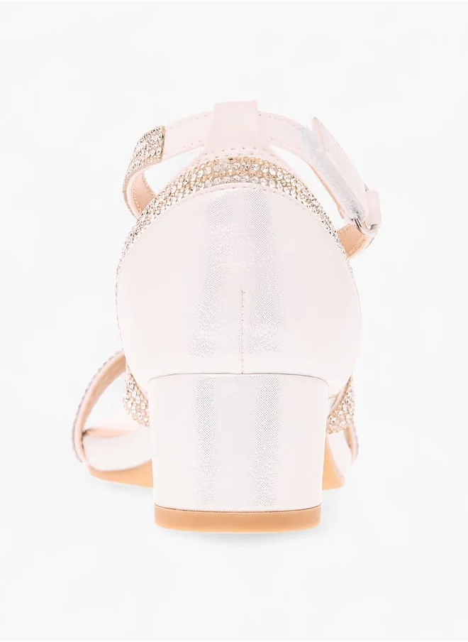 Celeste Girl's Embellished Sandals with Hook and Loop Closure Ramadan Collection