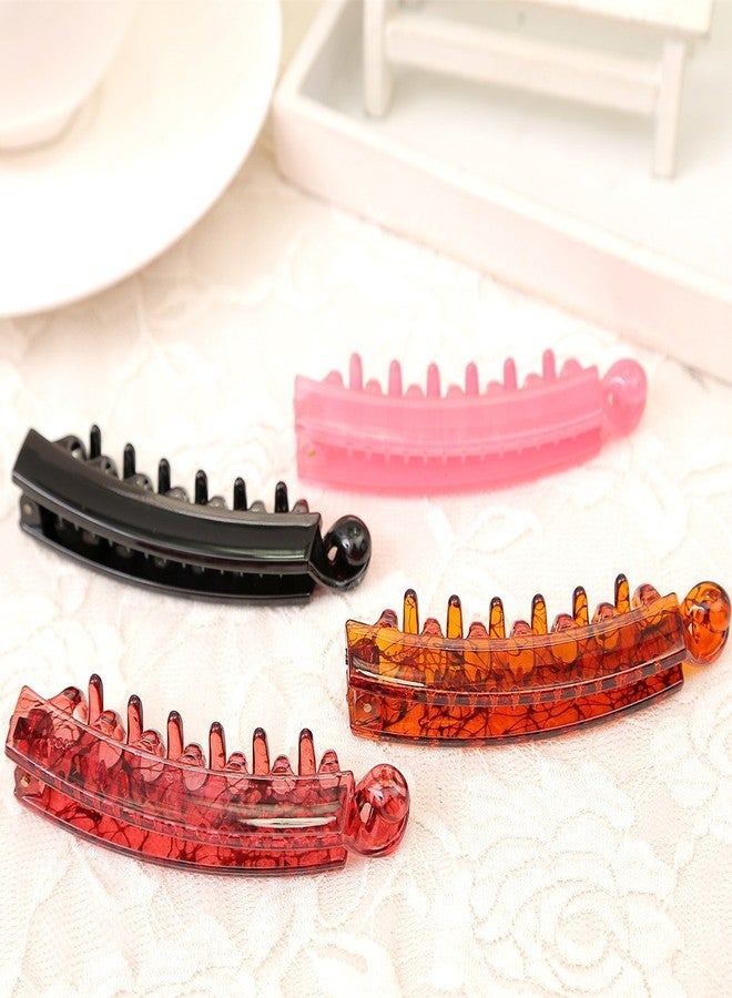 Prettyou 3.7 Inches Hair Accessories Plastic Crystal Look Hair Clip Banana Pony Hair Claws for Women, Pack of 4 - Image 2