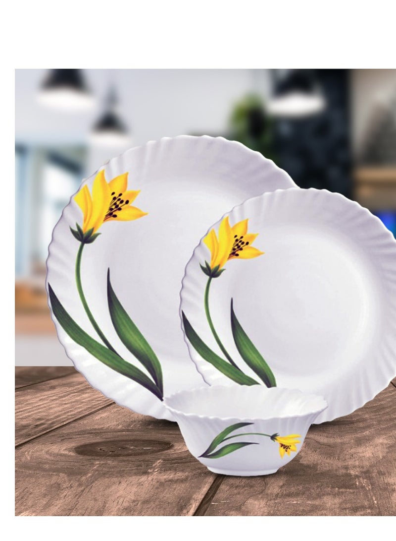 لاوبالا طقم عشاء LaOpala Classic 38 قطعة من المواد الزجاجية، طقم عشاء على شكل قوس كناري، آمن للاستخدام في الميكروويف وغسالة الأطباق، طراز بسيط، أوعية وأكواب وأطباق قابلة لإعادة الاستخدام - Image 4