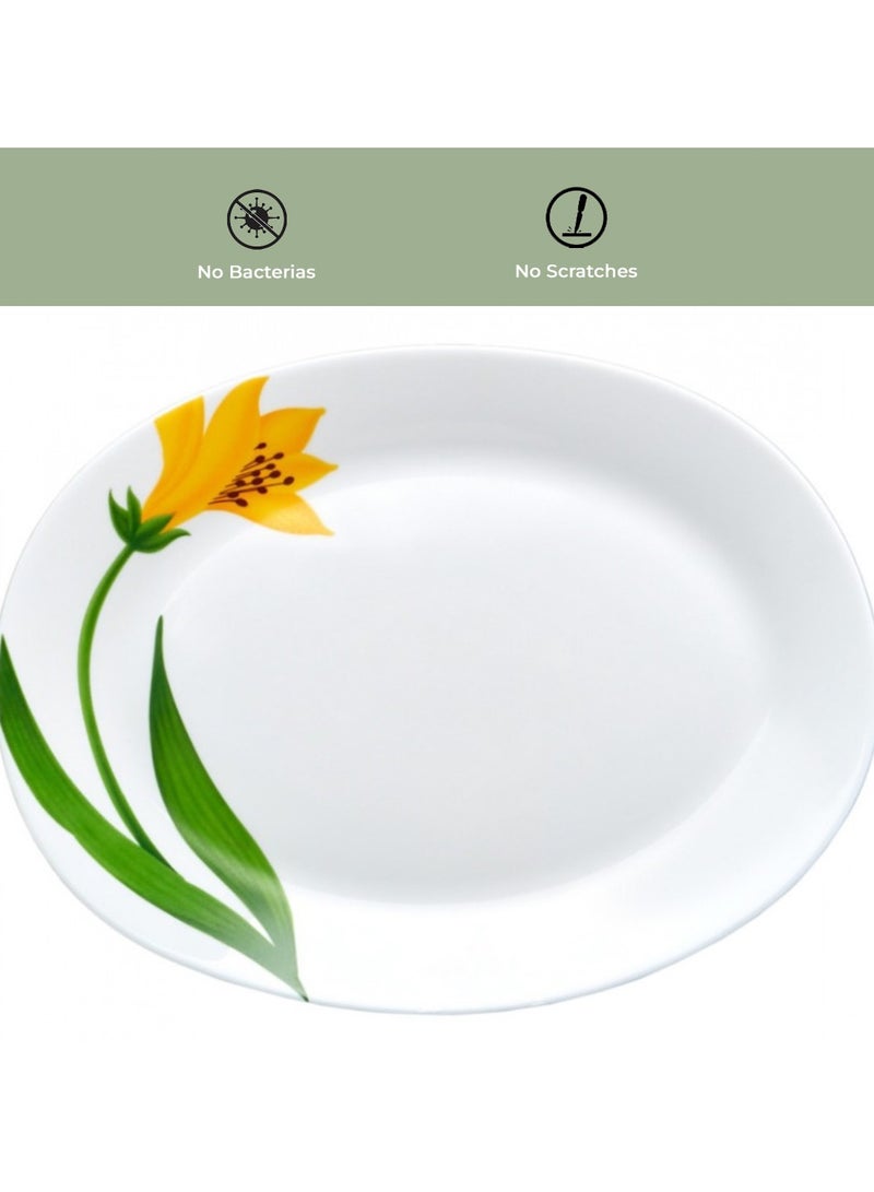 لاوبالا طقم عشاء LaOpala Classic 38 قطعة من المواد الزجاجية، طقم عشاء على شكل قوس كناري، آمن للاستخدام في الميكروويف وغسالة الأطباق، طراز بسيط، أوعية وأكواب وأطباق قابلة لإعادة الاستخدام - Image 3