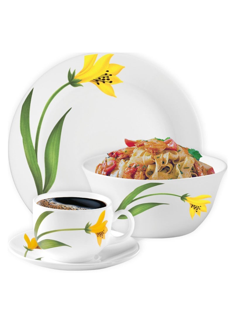 لاوبالا طقم عشاء LaOpala Classic 38 قطعة من المواد الزجاجية، طقم عشاء على شكل قوس كناري، آمن للاستخدام في الميكروويف وغسالة الأطباق، طراز بسيط، أوعية وأكواب وأطباق قابلة لإعادة الاستخدام - Image 5