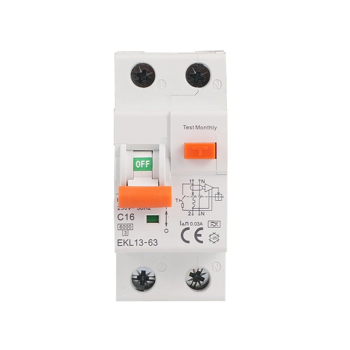Generic 32A 2P RCBO EKL13 30mA Residual Current Circuit Breaker 230V ...