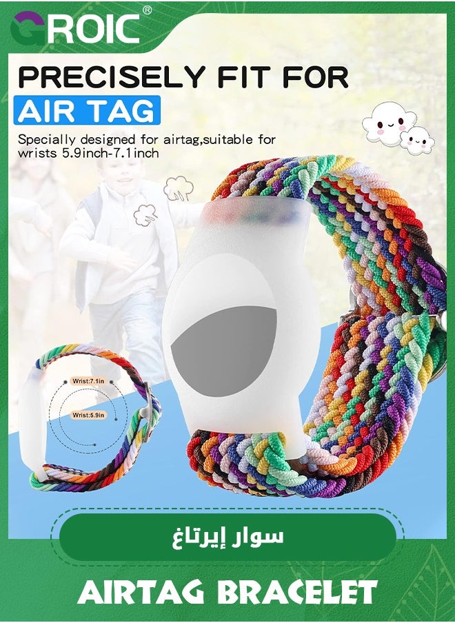 GROIC - 2 Pack AirTag Bracelet for Kids, Nylon Airtag Wristband for Kids Compatible with Apple Airtag, Adjustable Anti-lost Lightweight AirTag Holder Bracelet for Children - Image 1