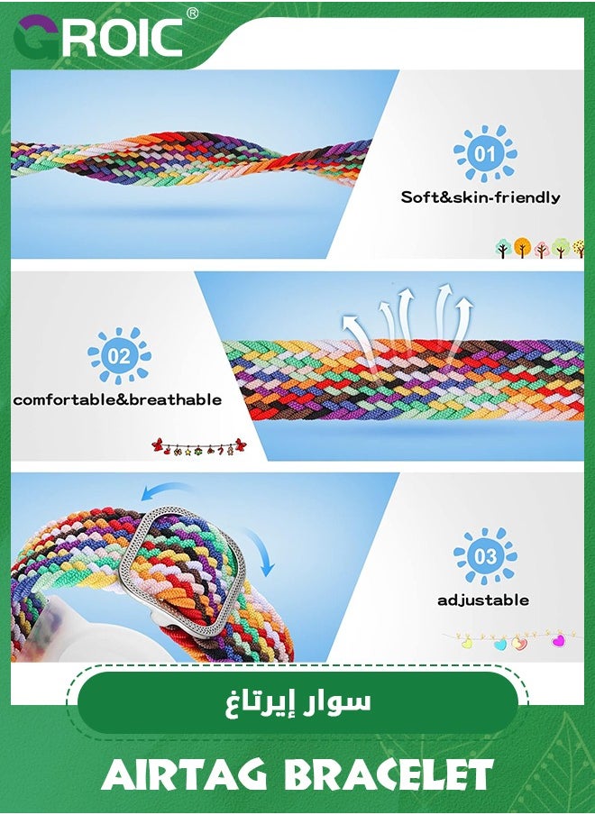 GROIC - 2 Pack AirTag Bracelet for Kids, Nylon Airtag Wristband for Kids Compatible with Apple Airtag, Adjustable Anti-lost Lightweight AirTag Holder Bracelet for Children - Image 1
