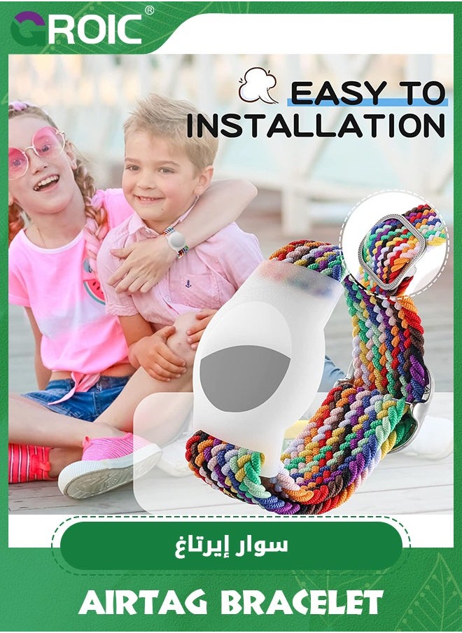 GROIC - 2 Pack AirTag Bracelet for Kids, Nylon Airtag Wristband for Kids Compatible with Apple Airtag, Adjustable Anti-lost Lightweight AirTag Holder Bracelet for Children - Image 1