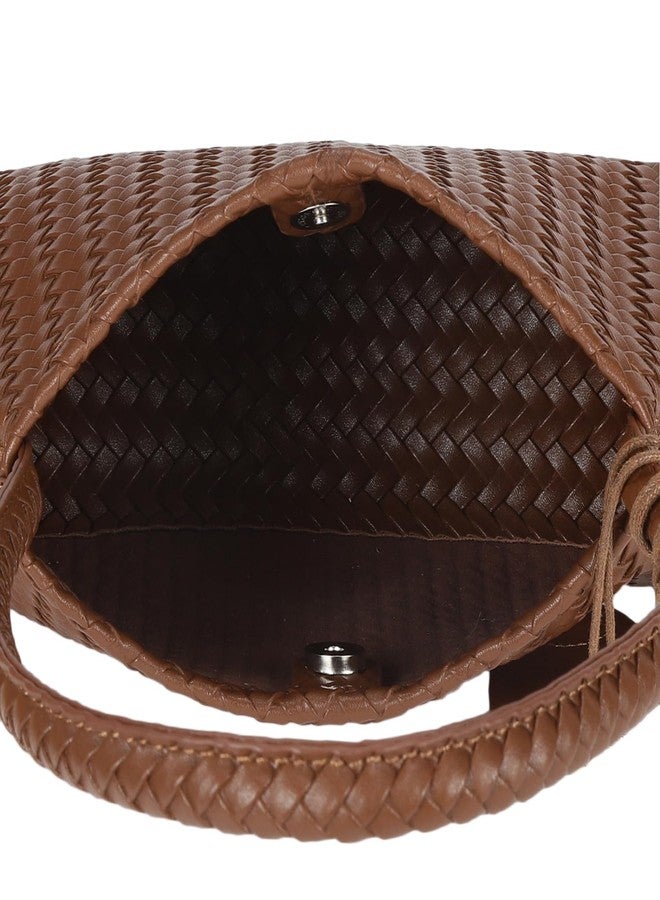 MONROW Brown Striped Stylish Shoulder Bag with Cosmetic Pouch Bag for Women Office and Casual Use - Image 4