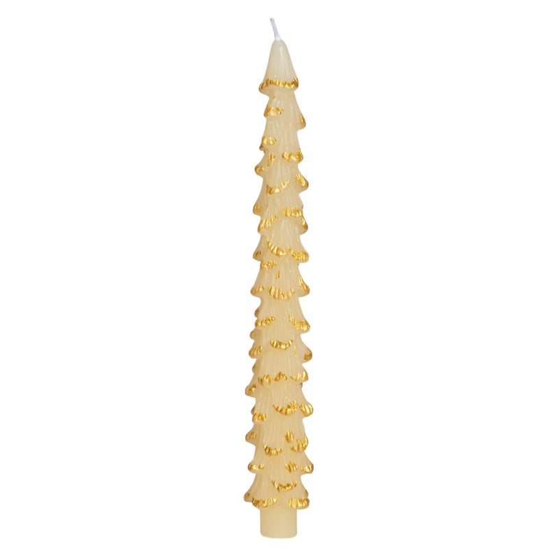 Creative CoOp GoldenTipped Elegance Tree Shaped Taper Candles Eggnog Color Set of 2