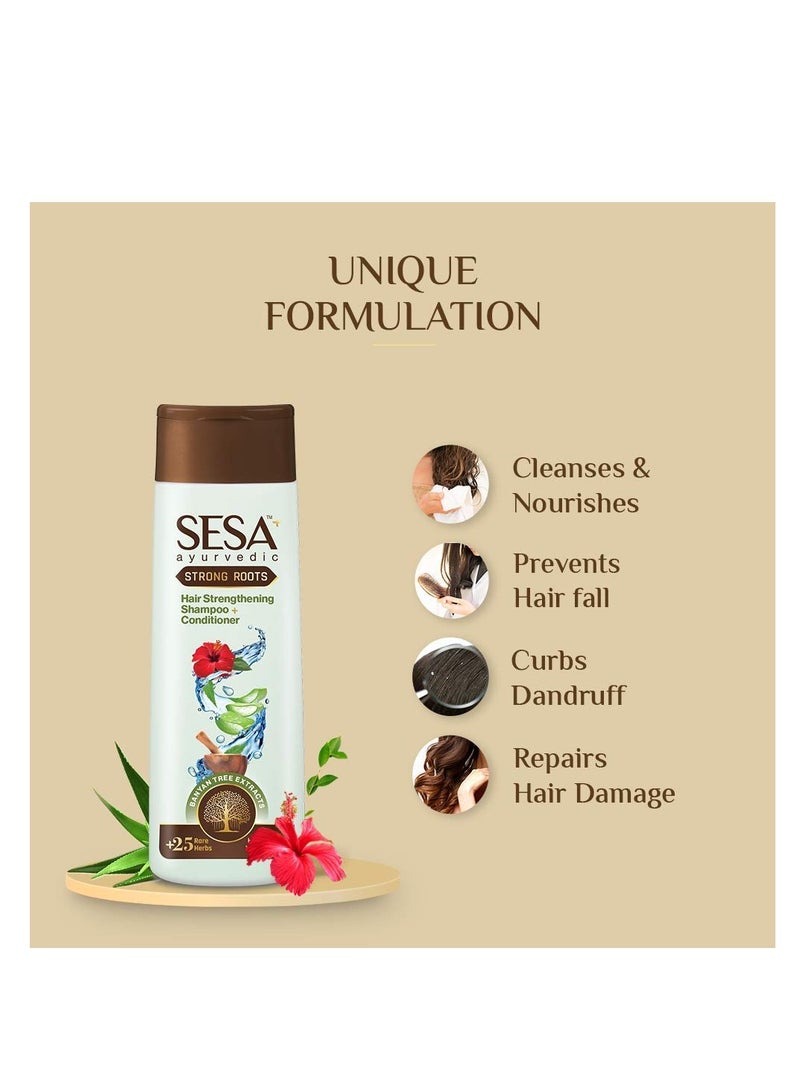 Sesa مجموعة العناية بالشعر من Ayurvedic Strong Roots مع زيت وشامبو وبلسم للعناية الكاملة بالشعر، زيت شعر 100 مل وشامبو وبلسم 200 مل - Image 5