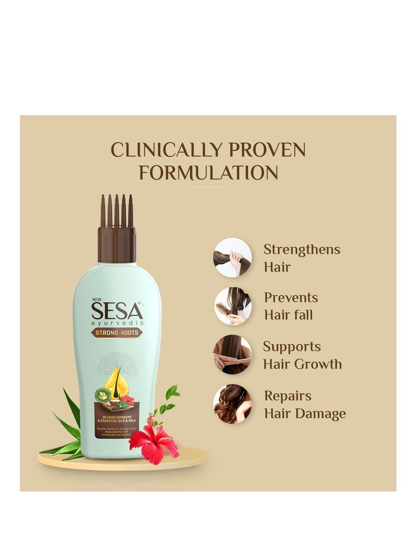 Sesa مجموعة العناية بالشعر من Ayurvedic Strong Roots مع زيت وشامبو وبلسم للعناية الكاملة بالشعر، زيت شعر 100 مل وشامبو وبلسم 200 مل - Image 4