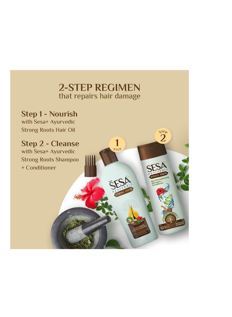 Sesa مجموعة العناية بالشعر من Ayurvedic Strong Roots مع زيت وشامبو وبلسم للعناية الكاملة بالشعر، زيت شعر 100 مل وشامبو وبلسم 200 مل - Image 3