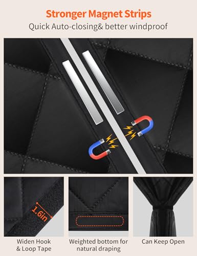 Homealexa Magnetic Thermal Insulated Door Curtain for 72"x 80" Doors, Heavy-Duty Oxford Fabric Door Cover for Heat Insulation, Magnetic Closure Blanket for Doorway to Keep Warm in Winter Cool in Summer - Image 4