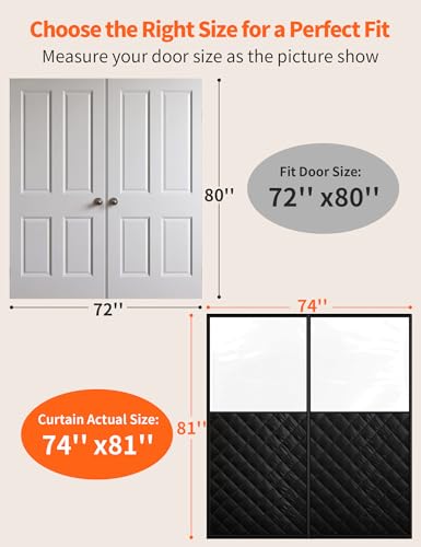 Homealexa Magnetic Thermal Insulated Door Curtain for 72"x 80" Doors, Heavy-Duty Oxford Fabric Door Cover for Heat Insulation, Magnetic Closure Blanket for Doorway to Keep Warm in Winter Cool in Summer - Image 2