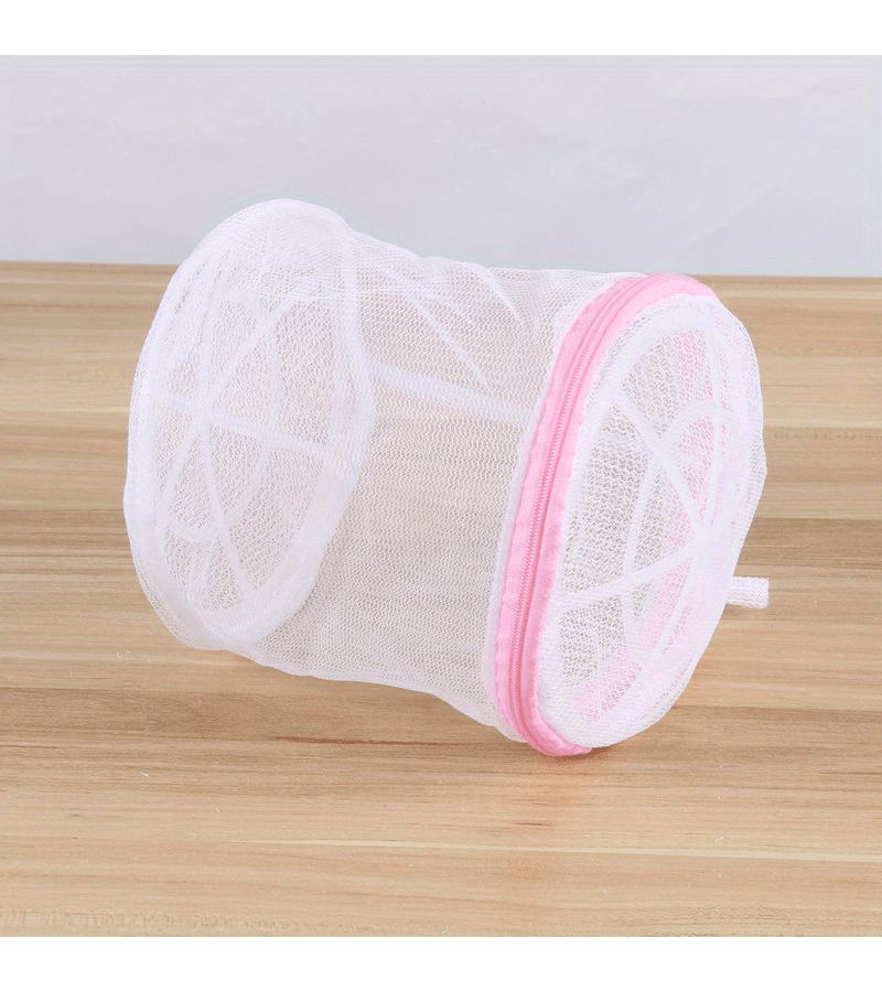Pink Mesh Bra Washing Bag For Washing Machine Durable Polyester Collapsible Laundry Storage Bag With Zipper Underwear Storage Bag For Travel Spaces Laundry Accessories Clothing Protection Bag 6 3 5 91 Inch - Image 1