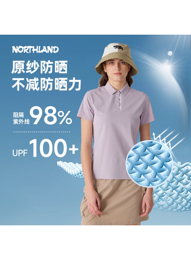 NorthLand New Women'S Sun Protection Quick-Drying Polo Shirt Outdoor Hiking Antibacterial Elastic Collar Short Sleeve T-Shirt - Image 1