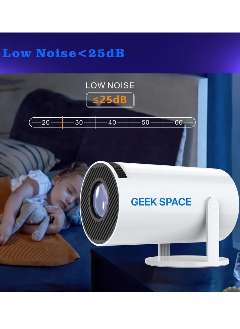 المهوس الفضاء GEEK SPACE HD جهاز عرض ذكي Android 11 سينما صغيرة محمولة 130 بوصة شاشة عرض مصباح 4K مسرح سينما منزلي ألعاب عروض فيديو 180 درجة شاشة دوارة عرض الهاتف المحمول HY300  - Image 2