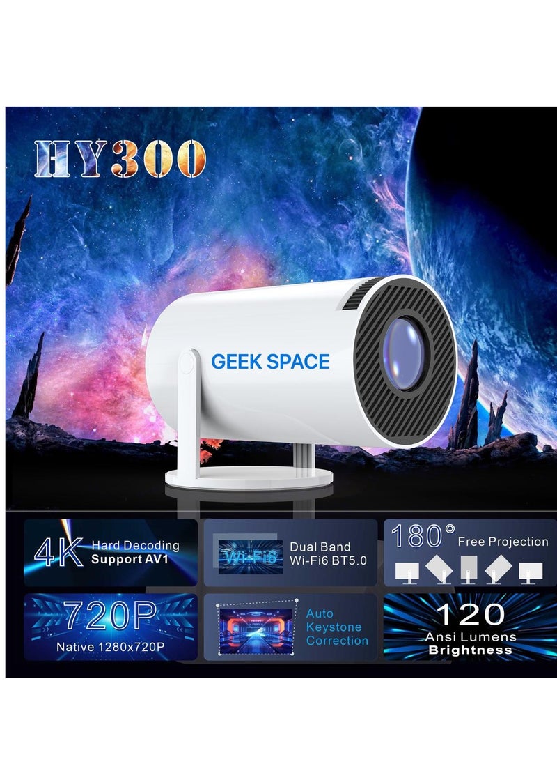 المهوس الفضاء GEEK SPACE HD جهاز عرض ذكي Android 11 سينما صغيرة محمولة 130 بوصة شاشة عرض مصباح 4K مسرح سينما منزلي ألعاب عروض فيديو 180 درجة شاشة دوارة عرض الهاتف المحمول HY300  - Image 3