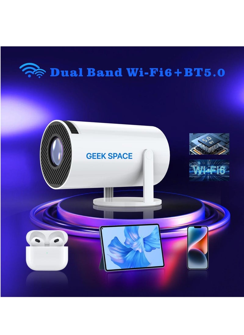 المهوس الفضاء GEEK SPACE HD جهاز عرض ذكي Android 11 سينما صغيرة محمولة 130 بوصة شاشة عرض مصباح 4K مسرح سينما منزلي ألعاب عروض فيديو 180 درجة شاشة دوارة عرض الهاتف المحمول HY300  - Image 4