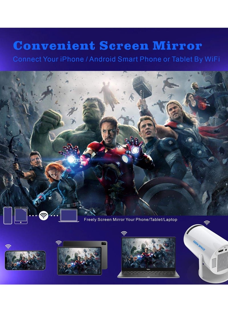 المهوس الفضاء - GEEK SPACE HD جهاز عرض ذكي Android 11 سينما صغيرة محمولة 130 بوصة شاشة عرض مصباح 4K مسرح سينما منزلي ألعاب عروض فيديو 180 درجة شاشة دوارة عرض الهاتف المحمول HY300 - Image 1