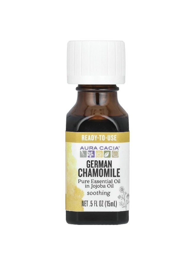 Aura Cacia أورا كاسيا، زيت أساسي نقي في زيت الجوجوبا، بابونج ألماني، 0.5 أونصة سائلة (15 مل) - Image 1