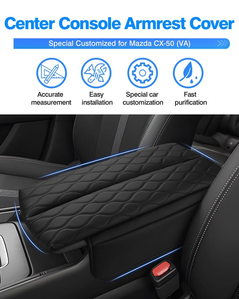 Autorder Center Console Cover for 2023-2025 2026 Mazda CX-50 CX50 Accessories Armrest Cover Leather Armrest Cushion Anti-Scratch Protector with Pockets - Image 2