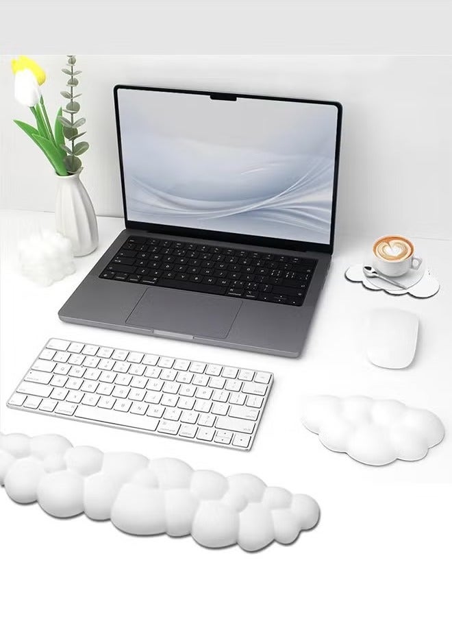 Keyboard Wrist Rest Set Computer mouse wrist rest Soft and Elastic Ergonomic Design with Tea Coaster for Typing Comfortably for Office Home (Keyboard not Included)  - Image 2