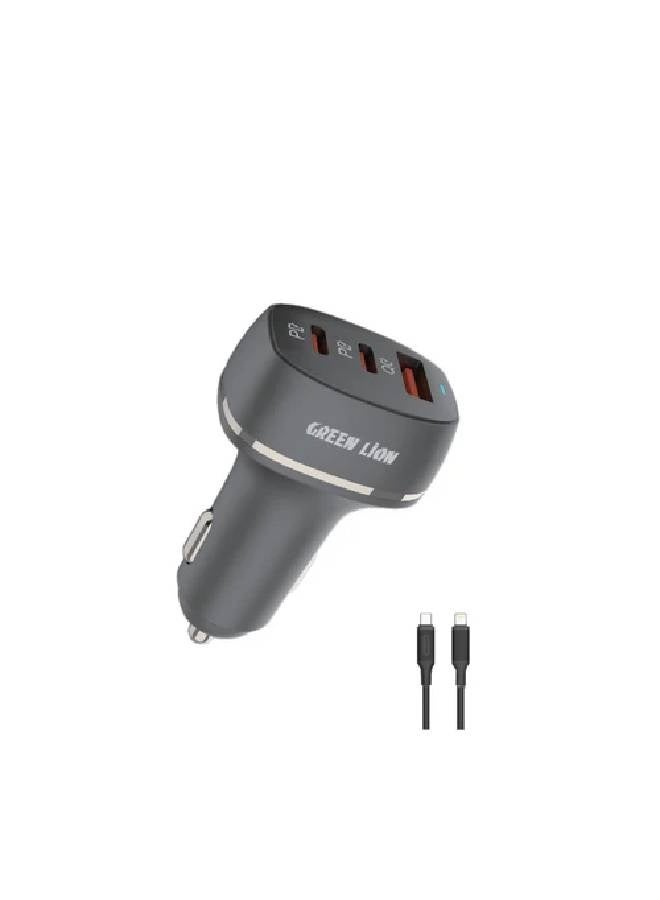 Green Lion Car Charger QC+PD 50W + cable - Black - Image 1