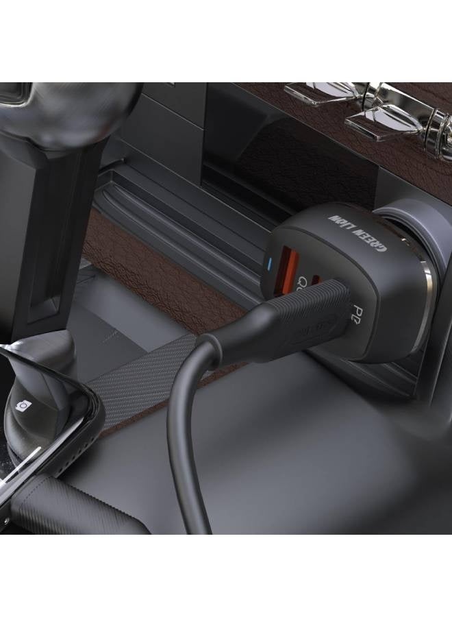 Green Lion Car Charger QC+PD 50W + cable - Black - Image 2