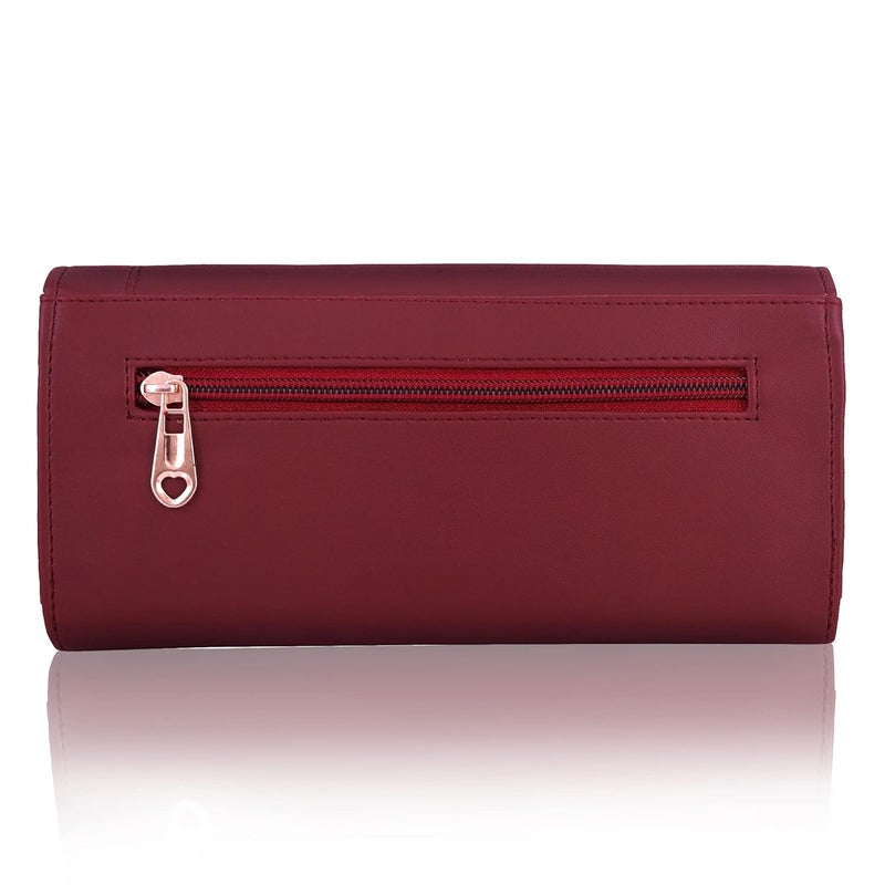 ALSU Women's Wallet | Stylish Purse with Phone Pocket,4 Card Pocket and Multiple Compartment| Party Clutch for Girl | Travel Hand Purse for Women| Office Bag for Women (Maroon) - Image 3