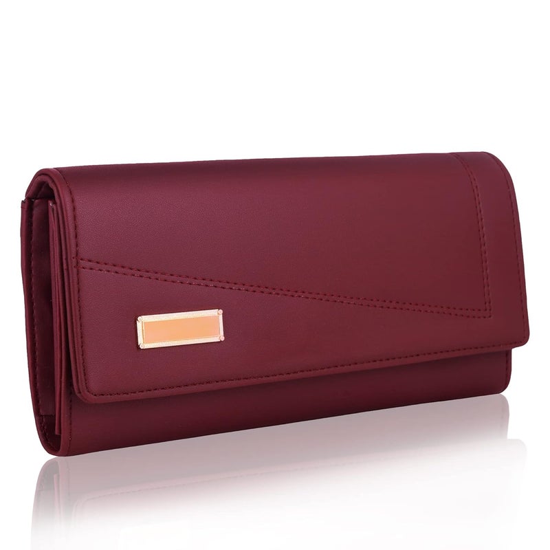 ALSU Women's Wallet | Stylish Purse with Phone Pocket,4 Card Pocket and Multiple Compartment| Party Clutch for Girl | Travel Hand Purse for Women| Office Bag for Women (Maroon) - Image 1