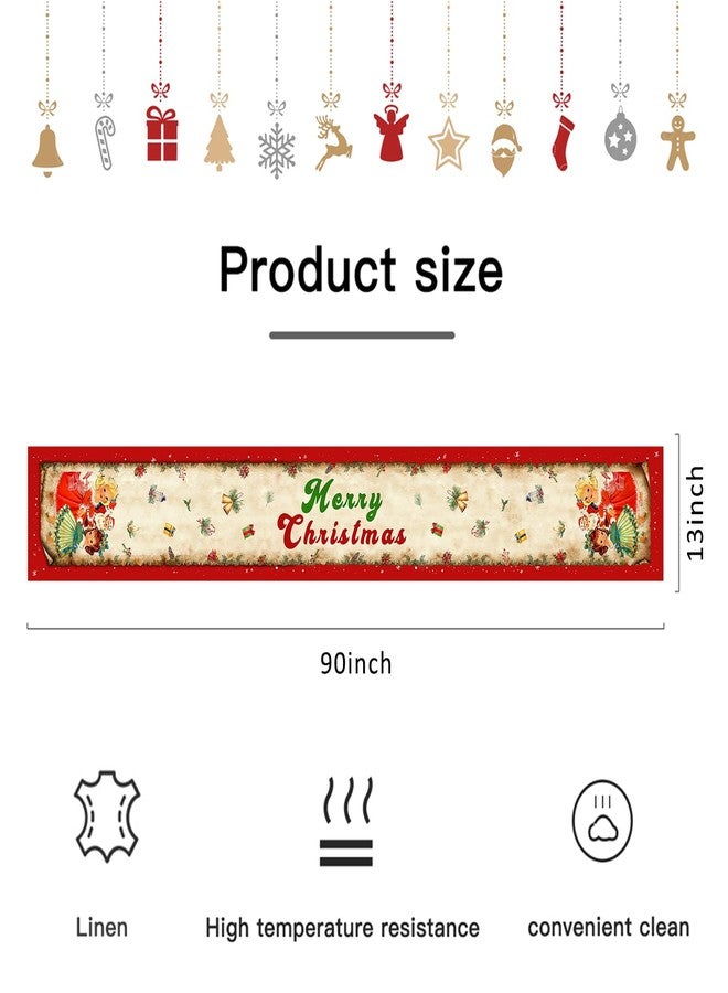 Racenaf Vintage Santa Claus Table Runner - Red Vintage Style Merry Christmas Winter Xmas Home Kitchen Dining Table Decor, Party Decorations 13 x 90 Inch - Image 2