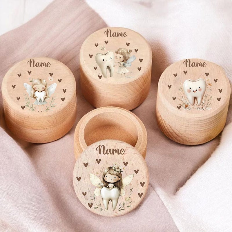 Personalized Teeth Box Custom Name Initials Wood Keepsake Storage Umbilical Cord First Hair Tooth Christening Gift Shower Milestones Preservation Frame FR 06 Model - Image 5