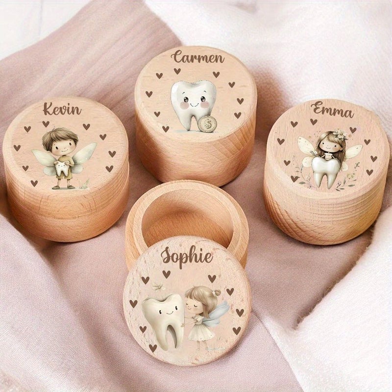 Personalized Teeth Box Custom Name Initials Wood Keepsake Storage Umbilical Cord First Hair Tooth Christening Gift Shower Milestones Preservation Frame FR 06 Model - Image 3