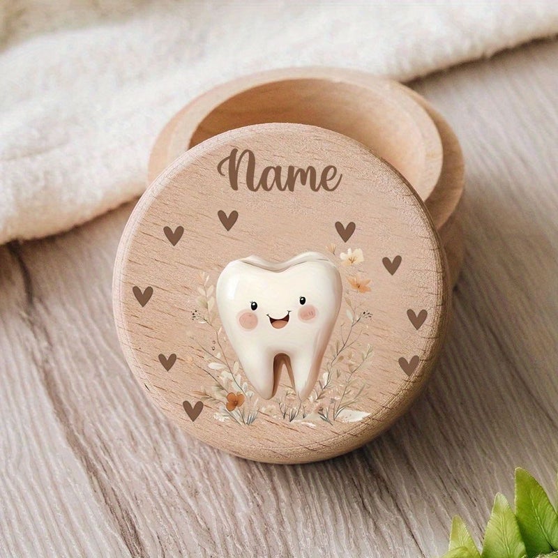 Personalized Teeth Box Custom Name Initials Wood Keepsake Storage Umbilical Cord First Hair Tooth Christening Gift Shower Milestones Preservation Frame FR 06 Model - Image 4