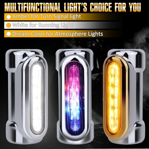 OPL5 Motorcycle Highway Bar Lights Switchback Driving Crash Bar Lights Motorcycle Driving Lights Led Turn Signal Lights Dream Atmosphere Lights for 1-1/4 inch Crash Bar Touring Bikes (Silver) - Image 3