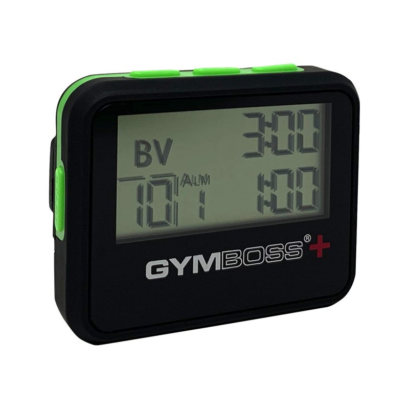 Gymboss جيمبوس بلس مؤقت الفواصل وساعة التوقيف - أسود/أخضر ناعم - Image 1