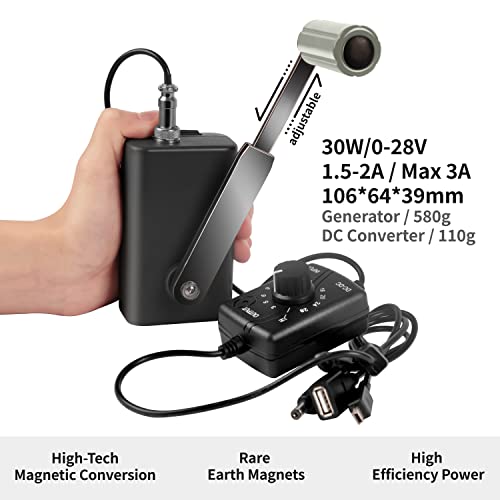 HUABAN Hand Crank Generator High Power Charger for Outdoor Mobile Phone Computer Charging 30W / 0-28V with USB Plug (Black Generator + DC Regulator) - Image 3