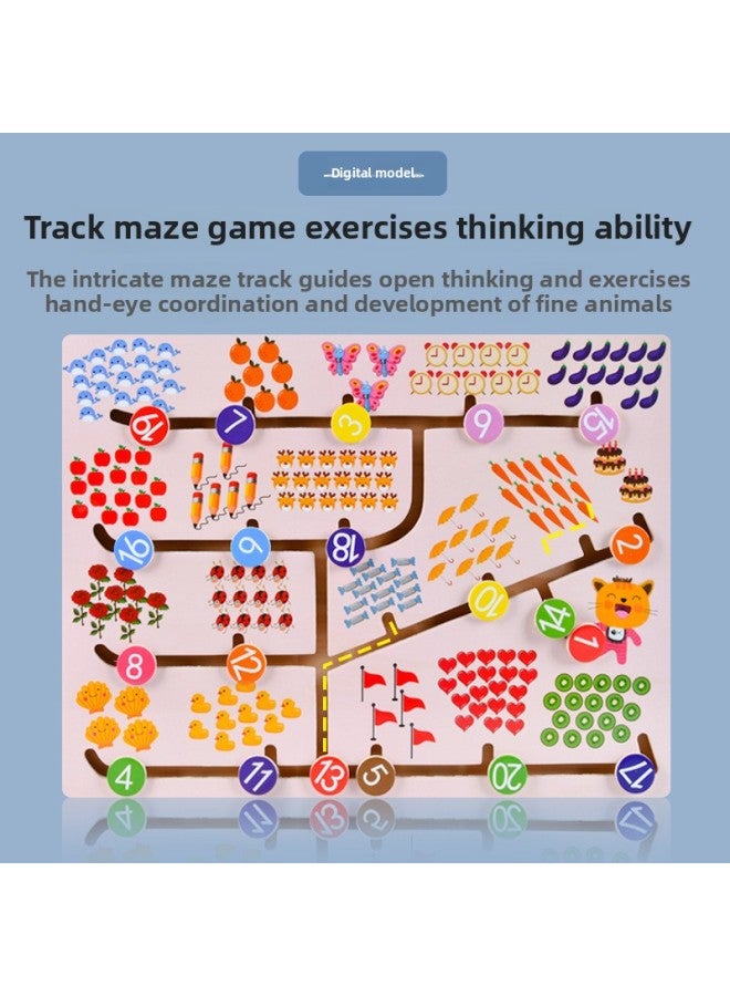 Loquat Children's Wooden Double-sided Track Walking Maze Digital Traffic Animal Logical Thinking Brain Educational Toys-Color:Walking Position (letter Model) - Image 5