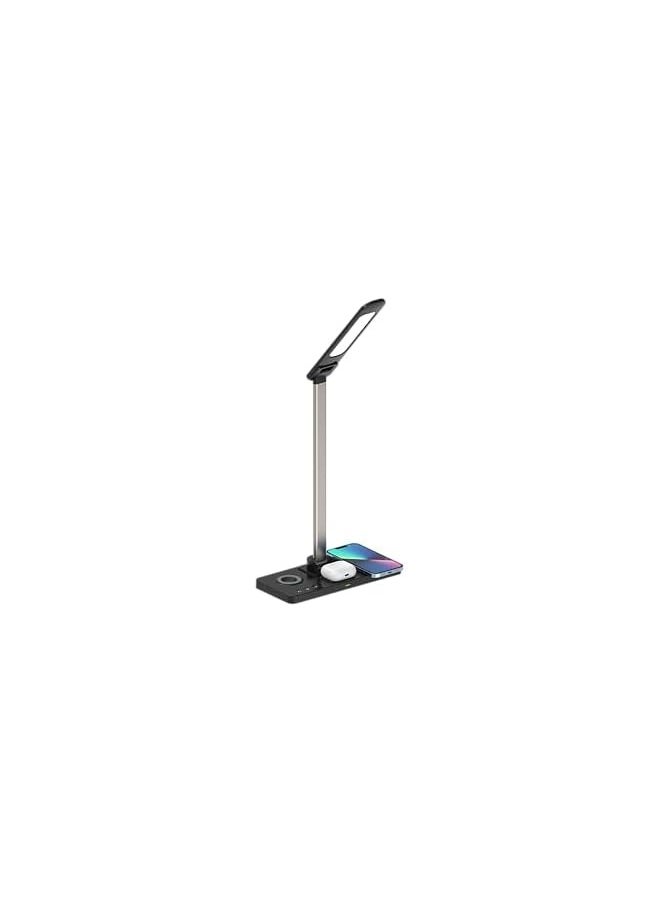 erorex Desk Lamp with wireless charger 3 in 1 | Desk lamp aesthetic for Home office simultaneously charging smartphone, earpods & smartwatch 3 LED light mode (Black)  - Image 4