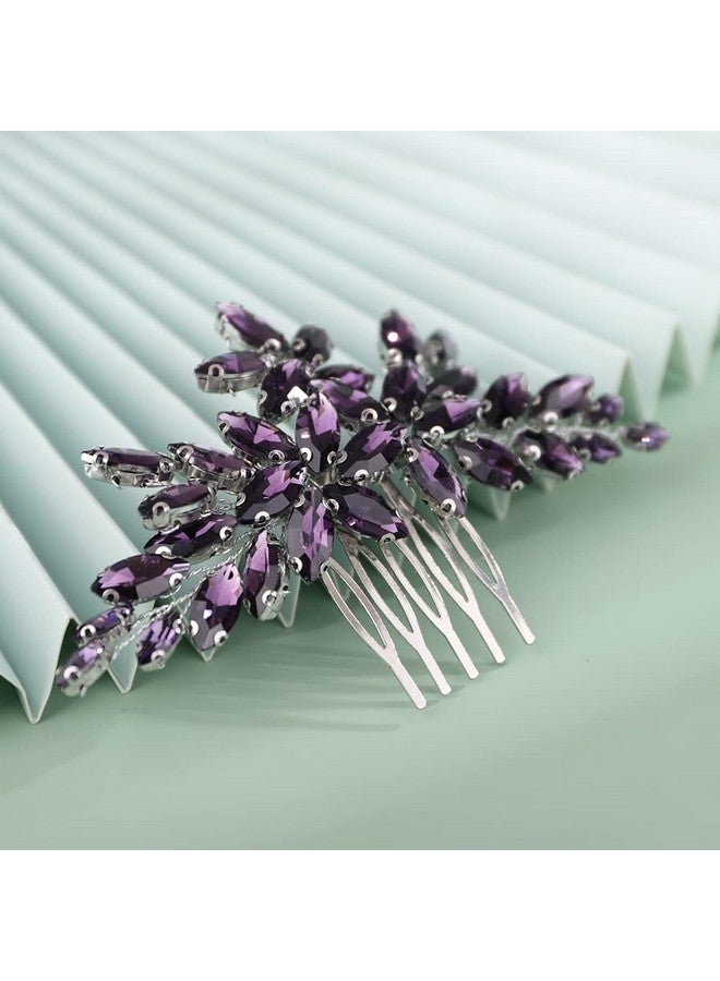 Kercisbeauty Wedding Bridal Purple Crystal Vintage Gold Hair Comb For Women Girls Ladies Special Occasion Dressy Handmade Hair Jewelry (Violet)  - Image 1