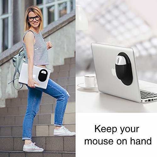 Epessa Universal Stick-On Mouse Pouch, Holder for Wireless Mouse, Sleeve for Laptop, Reusable Adhesive, No Glue Residue, Compatible with iPad or MacBook (Black) - Image 2