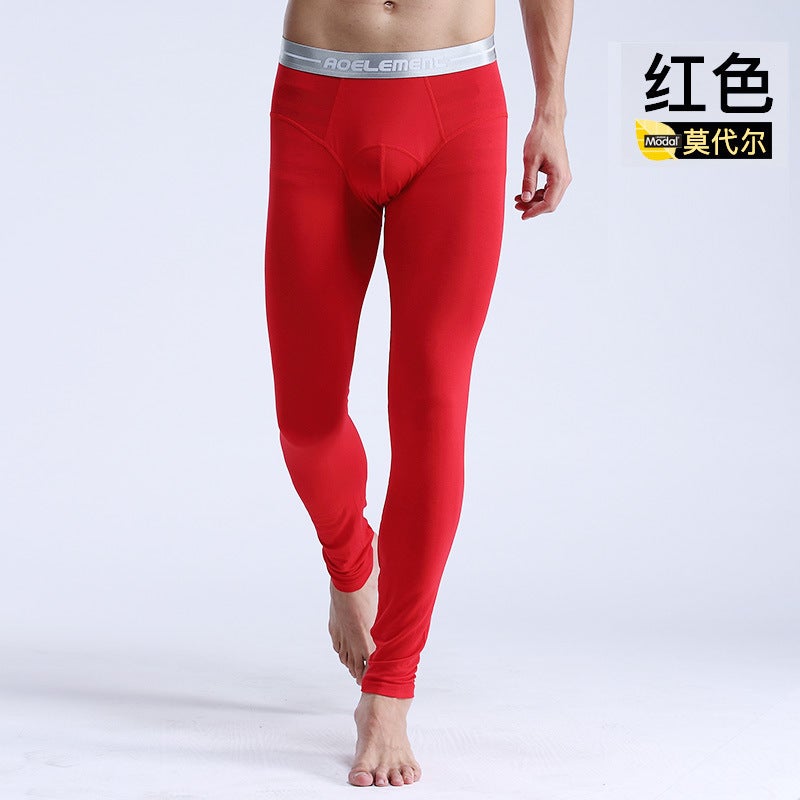 Mens long johns single thin tight pants youth line pants warm pants slim autumn and winter leggings cotton wool pants Purple (Viscose)  - Image 3